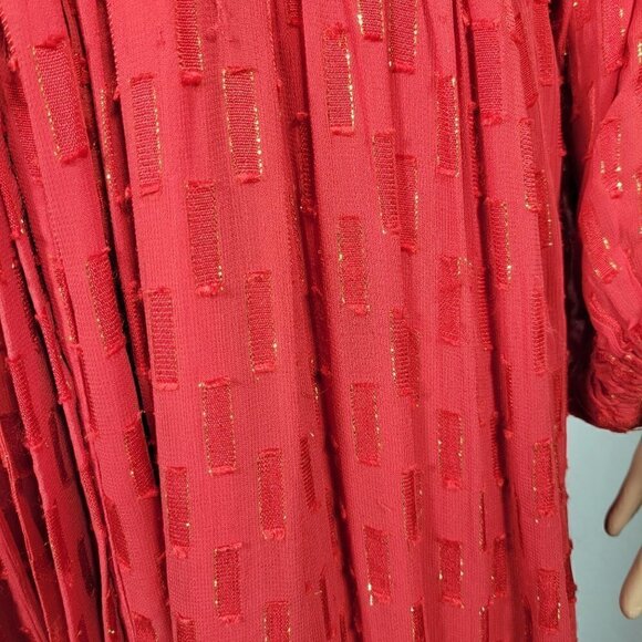 Anthropologie Women's Allene Shimmer Maxi Dress W/ Gold Metallic in Red Size XXS - Picture 8 of 14